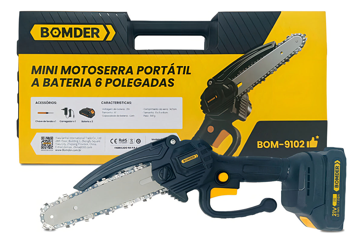 Moto Serra Eletrica Portátil Recarregável Bateria Com Maleta Cor Preto 110V/220V