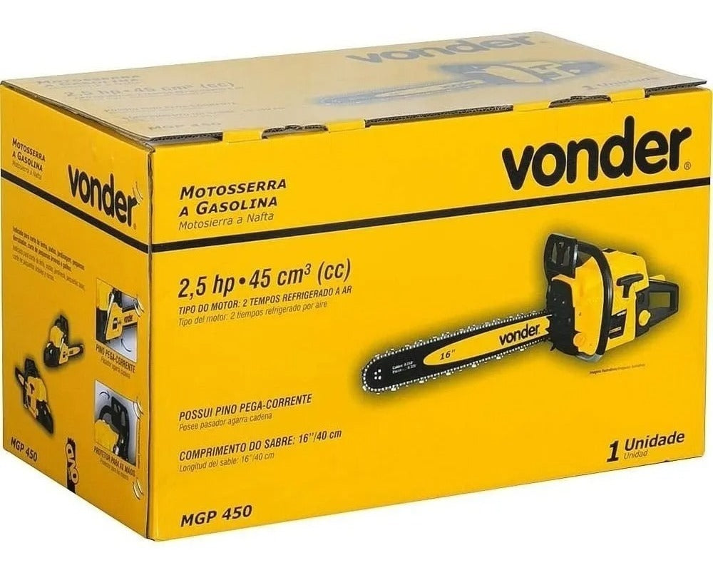 Motosserra a gasolina 2 tempos 44cc MGP 450 sabre 16”/40 cm - Vonder