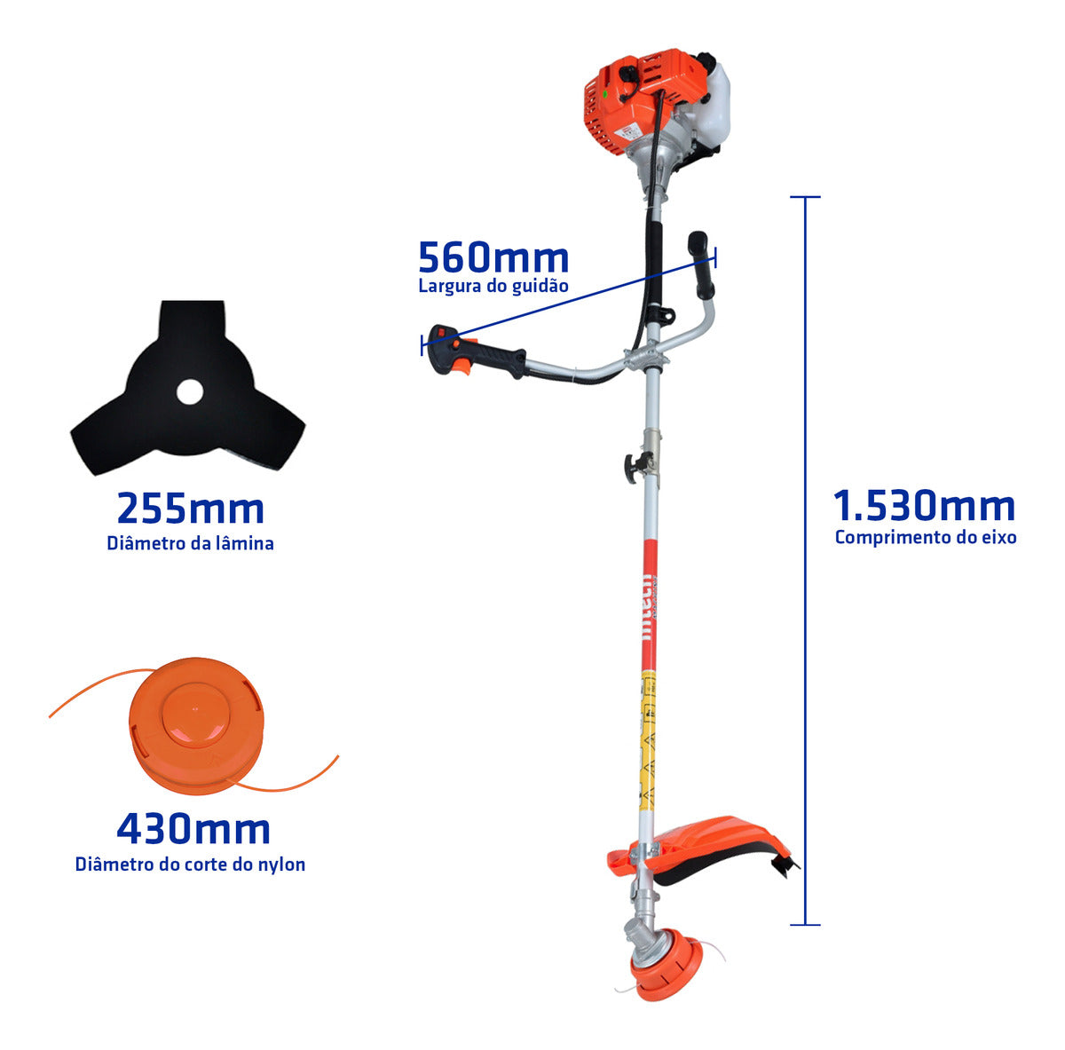 Roçadeira bipartida à aasolina 2,2 HP 2T 52CC acessórios SKIM5100 Intech Machine