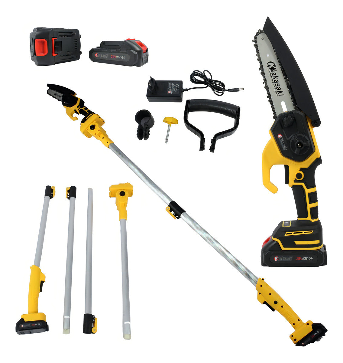 Podador Nakasaki NK-62131 De Galhos serra Eletrica Bateria 25v 1000w extensor