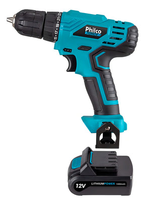 Furadeira Parafusadeira Sem Fio De 10mm Philco Ppf12m 12v + Acessório 110v/220v