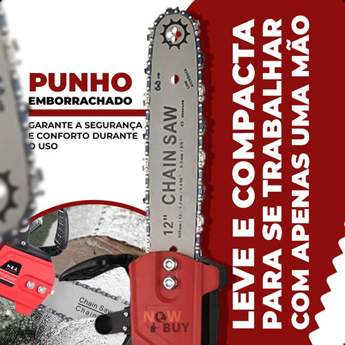Motoserra Elétrica 1200w 12 Polegadas Com Duas Baterias 48v