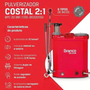 Pulverizador Costal a Bateria BPC 20BM - Branco